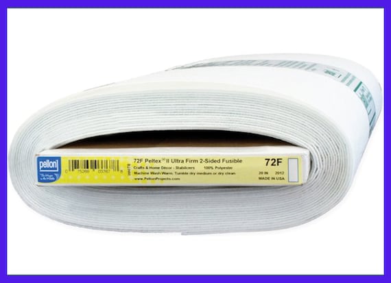 Pellon 72F Stabilizer Peltex II, Polyester Interfacing, Ultra Firm, 20 Inch Wide, 2 Sided Fusible, White, Stiffening Back, Postcards, Sewing