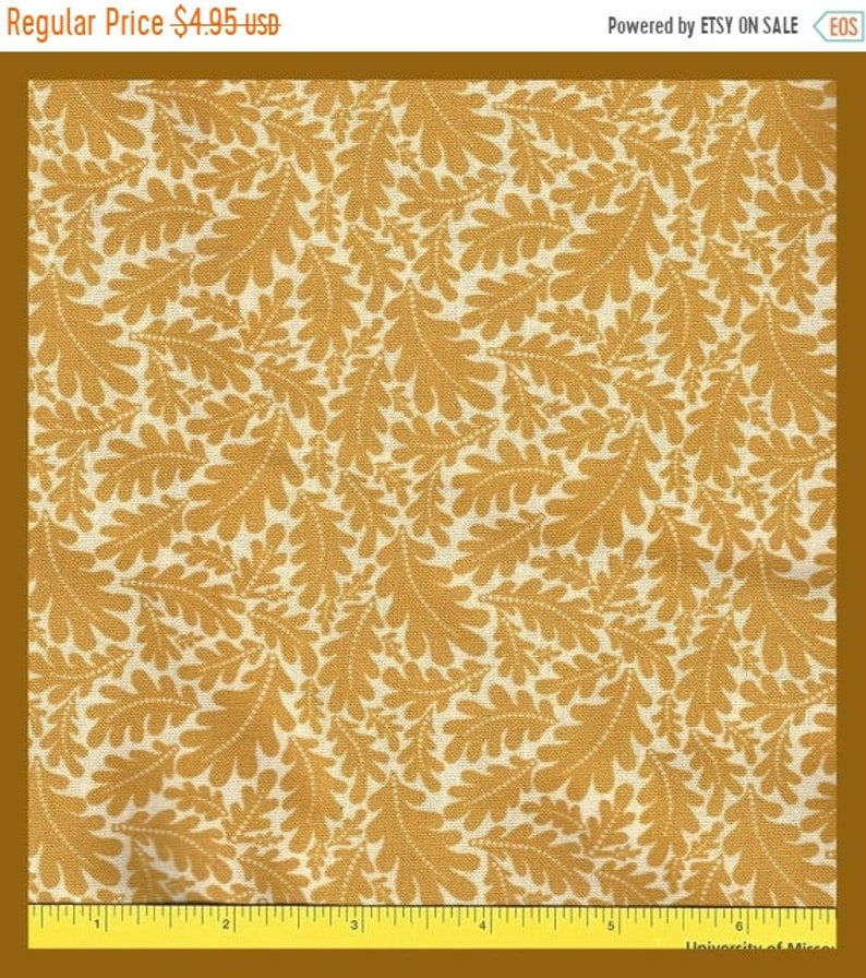 Golden Yellow Leaf Calico Quilting Cotton Fabric Fall Oak Leaves HALF Yard 18 x 44 Inch