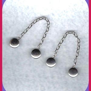 Senior Care, Pair Sweater Jacket Closure Buttons, Silver 5.5 Inch Chain, Stainless Steel, Link Chain, Gramma Help