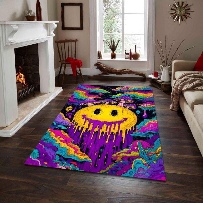 Trippy Rug Smiley Face - Etsy