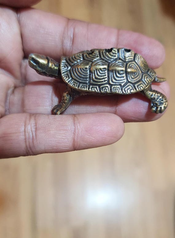 Vintage Solid Brass Turtle Figurine, Turtle Lover… - image 6