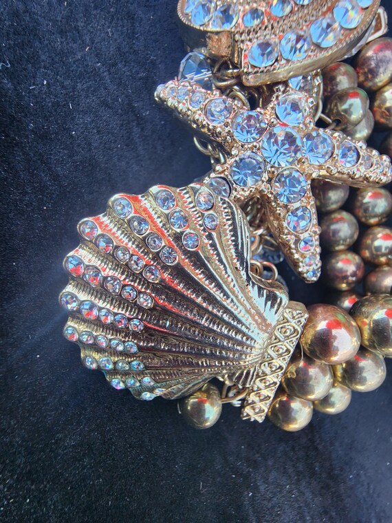 Seashell, Starfish, Shell Rhinestone Bracelet, Go… - image 12