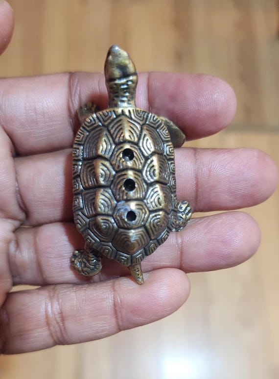 Vintage Solid Brass Turtle Figurine, Turtle Lover… - image 1