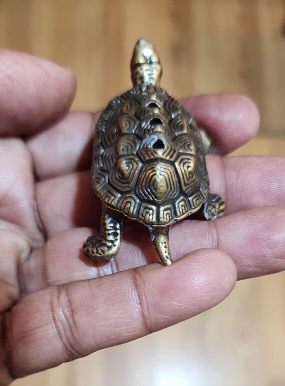 Vintage Solid Brass Turtle Figurine, Turtle Lover… - image 5