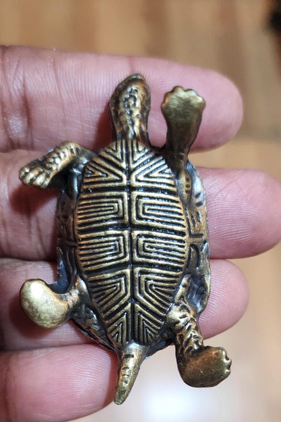Vintage Solid Brass Turtle Figurine, Turtle Lover… - image 8