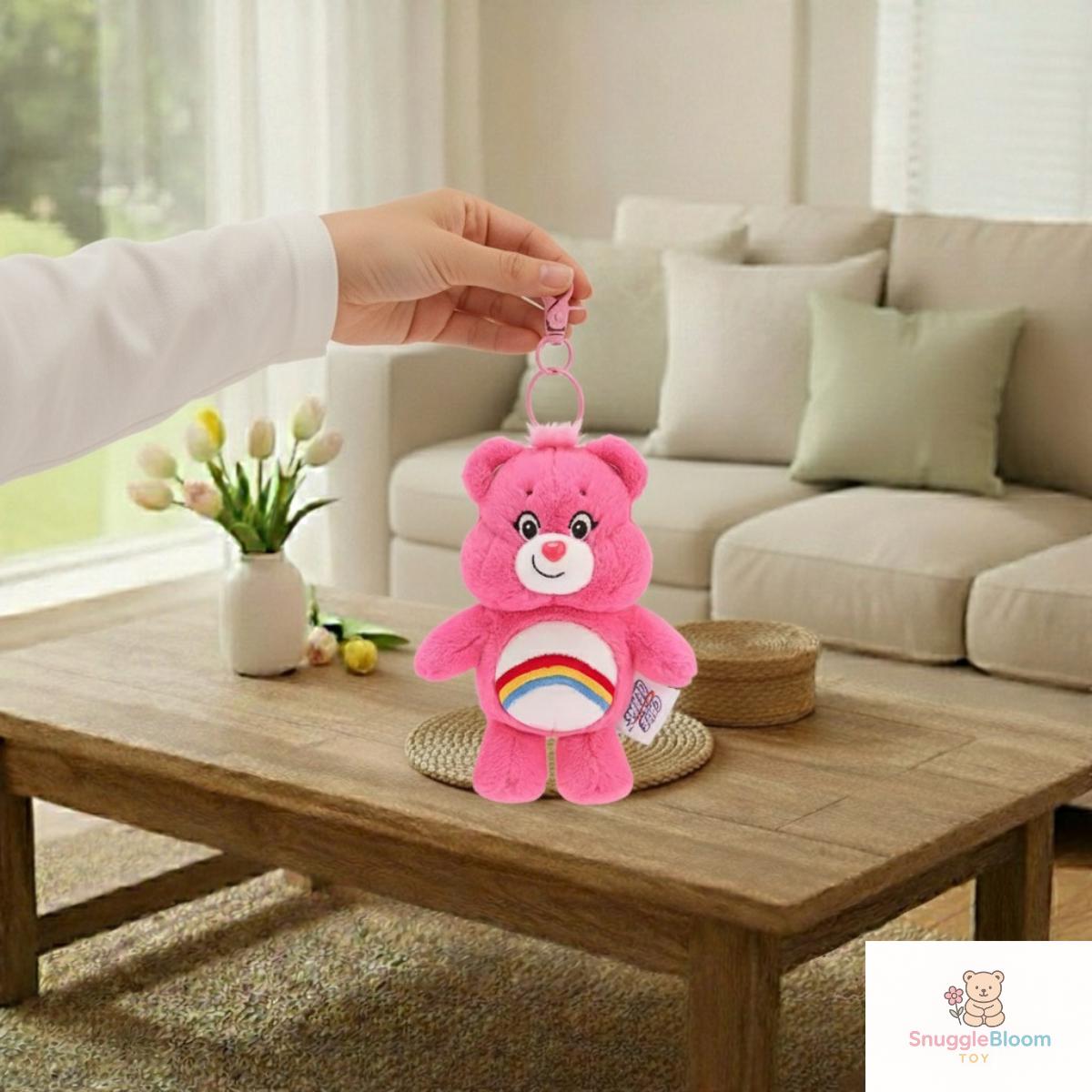 Kotkiddy Beer-pluche sleutelhanger, speelgoed voor kinderen, met paars hart, 13 cm, gevulde teddy, pluche rugzak, tas, hanger, cadeau voor meisjes, goud, L