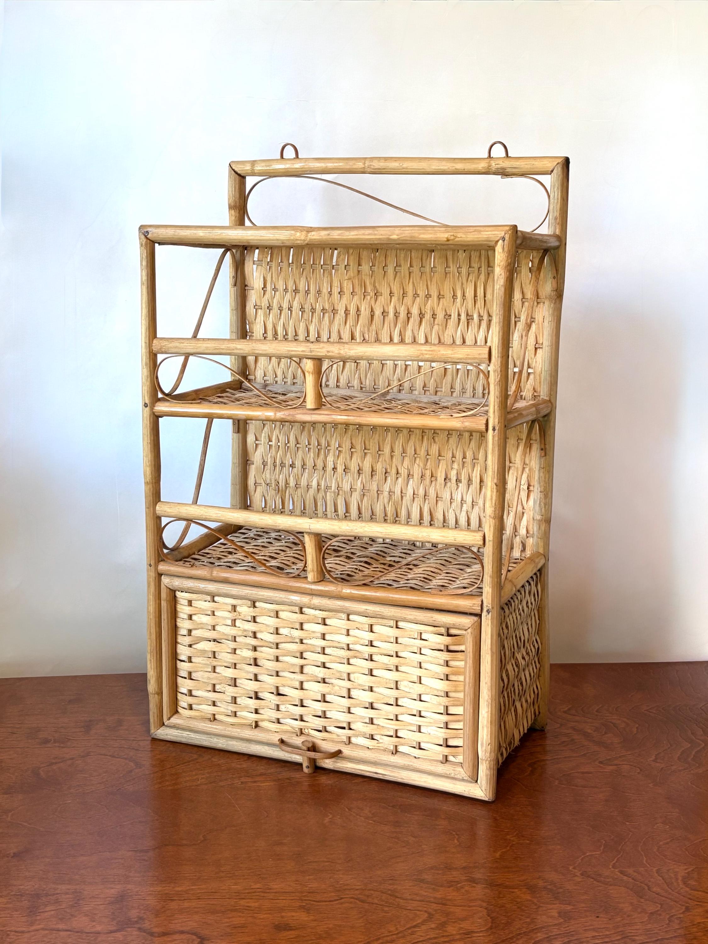 棚・シェルフ・ラック 70s Rattan shelf 70s Rattan Shelf - Etsy