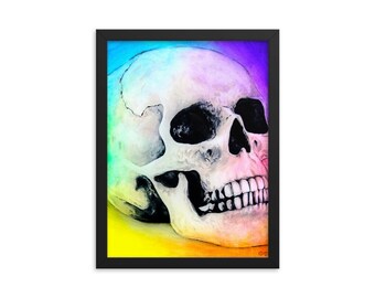 Colorful Skull Art Print - Framed