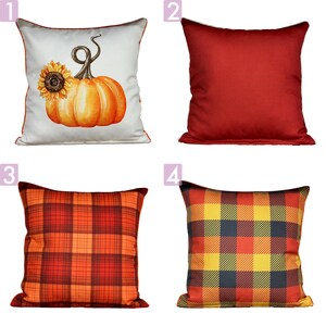 Fall Pillow Covers: Pumpkin and Plaid Design - Rustic, Cozy Decor