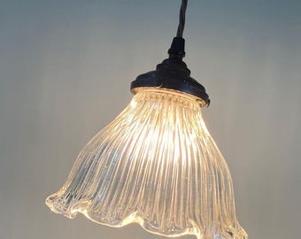 Vintage Holophane Ceiling Light Pendant Glass Light Shade