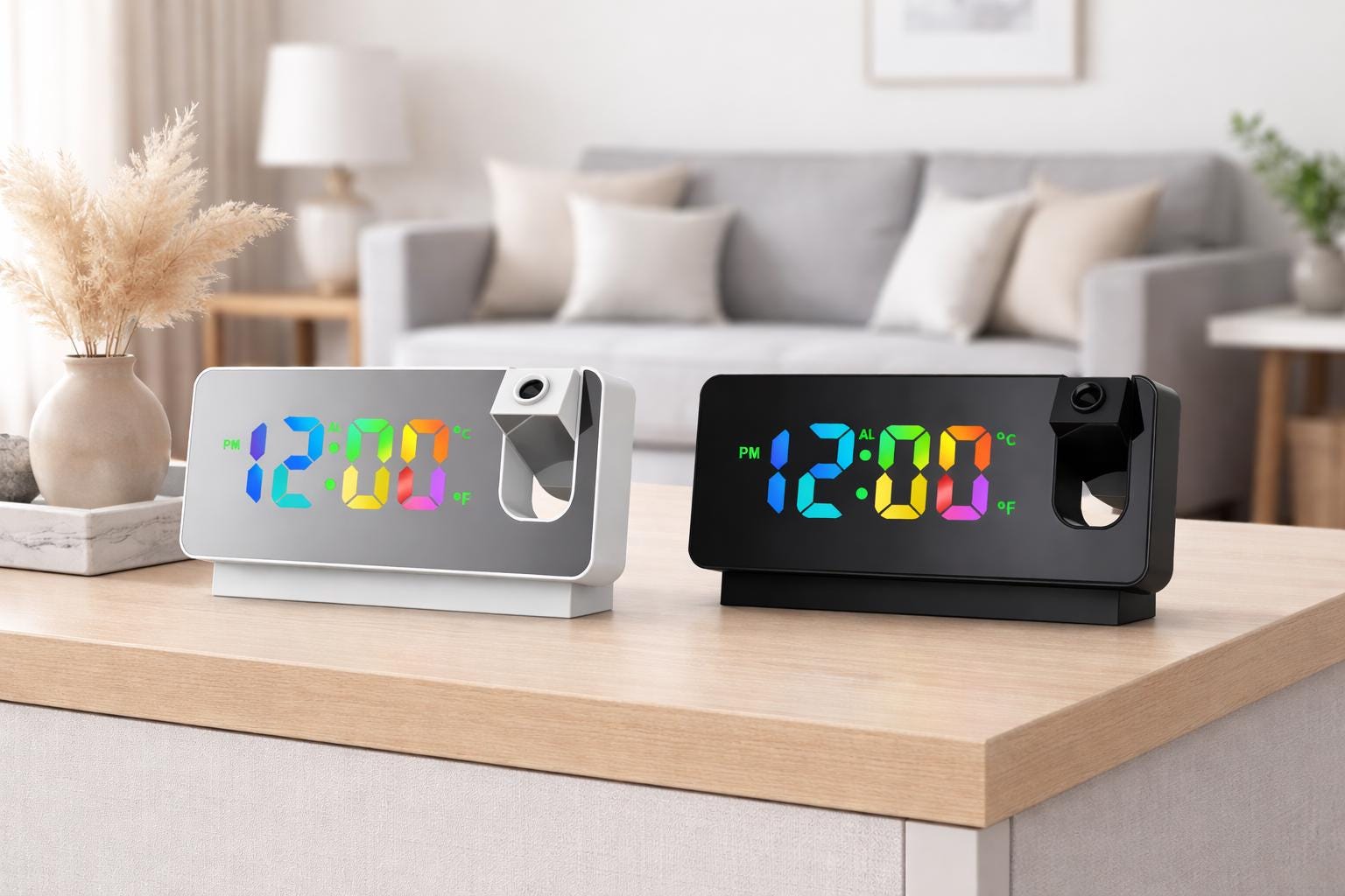 Rainbow LED Digital Alarm Clock With Temperature Display - Etsy