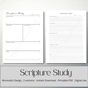Scripture Study Notes Template Printable & Digital (PDF Download) image 1