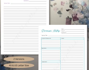 Sermon Notes Template Printable & Digital  (PDF Download)