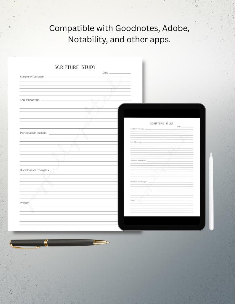 Scripture Study Notes Template Printable & Digital (PDF Download) image 3