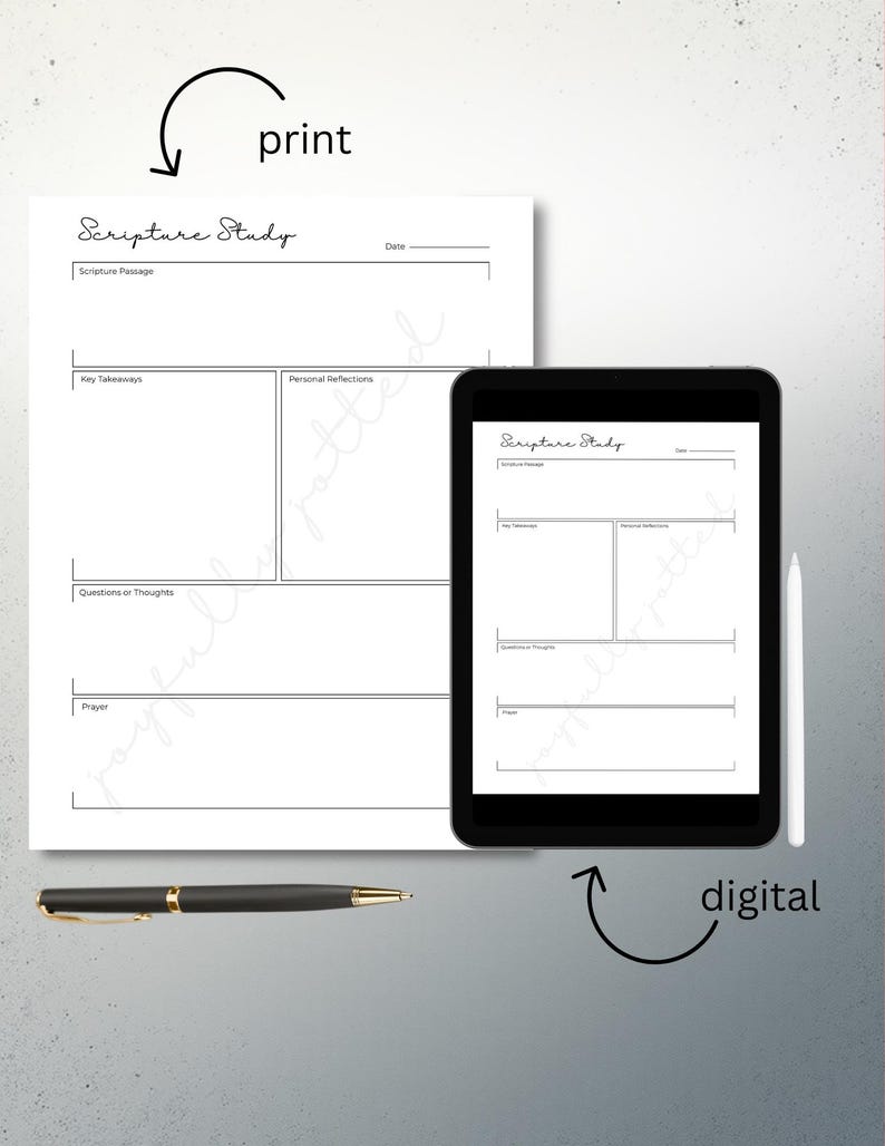 Scripture Study Notes Template Printable & Digital (PDF Download) image 2