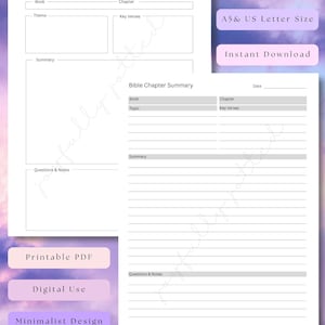 Bible Chapter Summary Notes Template Printable & Digital (PDF Download)
