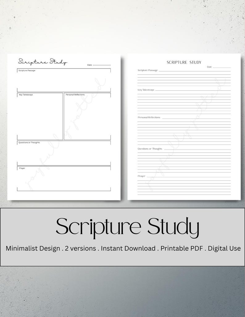 Scripture Study Notes Template Printable & Digital (PDF Download) image 1