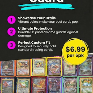 Conjunto de 5 protetores de cartas Pokémon TCG - Protetores de cartas impressos em 3D de fácil encaixe para colecionadores e jogadores. Inclui protetores Ulta-Pro!