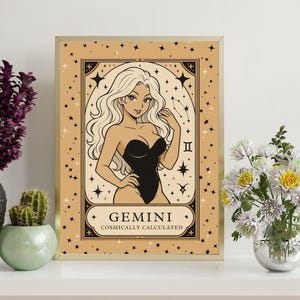 Gemini Zodiac Wall Art Digital Download, Anime Astrology Art Print