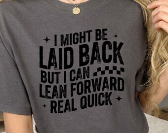 Camiseta Lean Forward, camiseta negra de algodón con cuello redondo para hombre, estampado DTG doble.