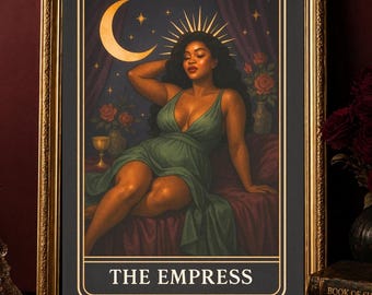 The Empress Tarot Print: Celestial Moon Goddess Vintage Style (Digital Download)