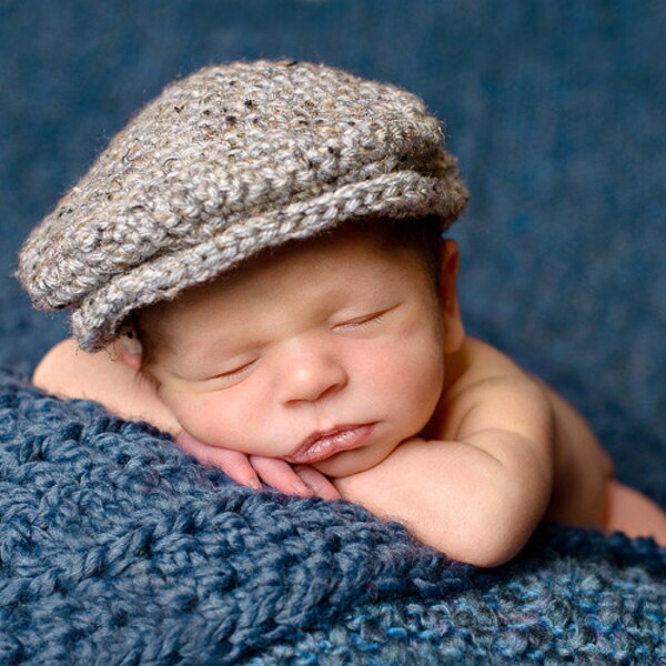Baby boy drivers hat for newborn photos --- scally cap, seamus, golfer hat -- great photo prop