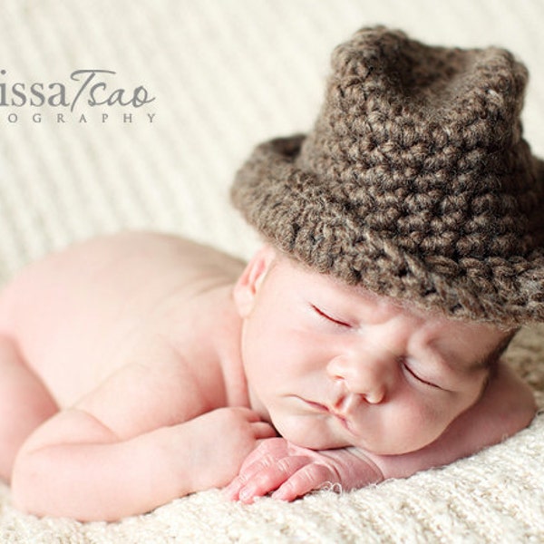 Baby cowboy hat can be molded into fedora or bucket style --- versatile photography prop