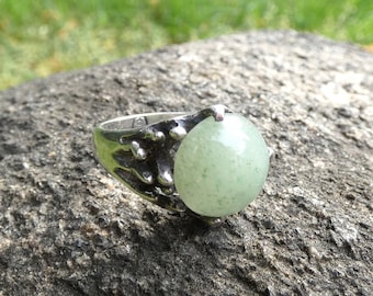 RARE vintage Taxco Mateo sterling silver jade ring sz 7