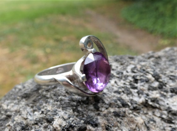 1970s Vintage Taxco Perlita amethyst sterling sta… - image 5