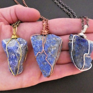 Your choice of raw lapis lazuli necklace