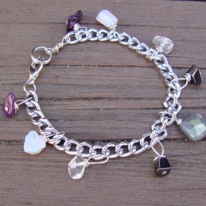 MOON WALKER amethyst opalite,quartz,hematite,and labradorite charm bracelet