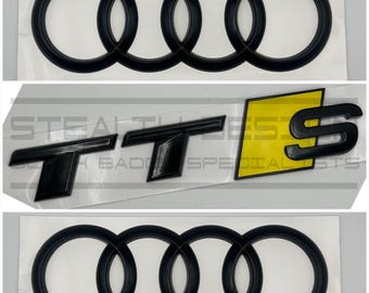 Audi TTS 8S Black Badge Emblem Set Yellow Green Orange Front & Rear Curved