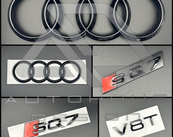 Audi SQ7 Complete Black Badge Set Kit Blackout Stealth Front Rear Wings Grill Emblem