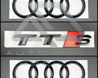 Audi TTS 8S Complete Black Badge Set Kit Blackout Stealth Front Rear Curved Emblem