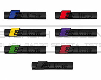 Audi S Line Wing Fender Badge Emblem ABS Plasric Gloss Matte Black Red Blue Green Purple Yellow Green Pair