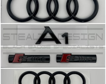 Kit complet de badges noirs pour Audi A1 S Line 8P 8V, calandre avant arrière occultante furtive