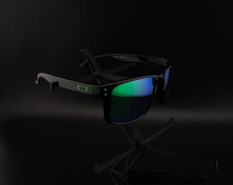 Elite Sports Sunglasses Polish Black Frame & Green Lens