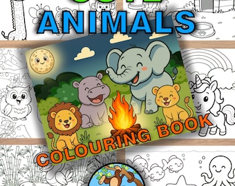 Animal Scene Colouring Book – 21-Page Printable (PDF Download)