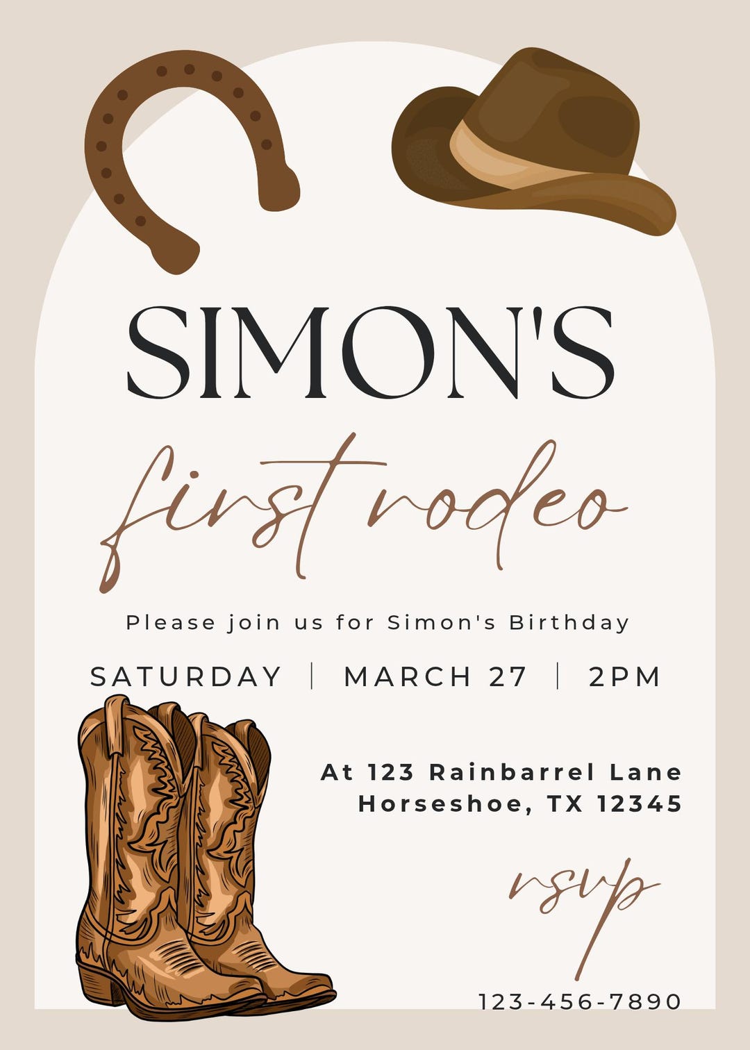 Editable Boy's Cowboy Rodeo Birthday Invitation Template - Etsy
