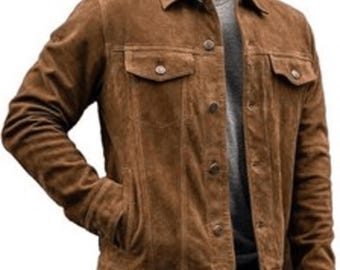 Men's Brown Suede Leather Jacket | Handmade Vintage Style
