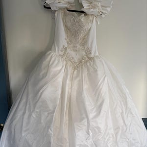 Vintage Eve of Milady Beaded Satin Wedding Ballgown, Basque Waist