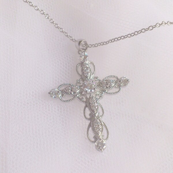 Hochzeit Halskette, Braut Halskette Zirkonia Kette, Kreuz Halskette