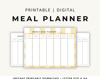 Weekly Meal Planner | Printable Meal Planning Template | Minimalist Aesthetic Food Planner | A4 & US Letter PDF | Instant Download