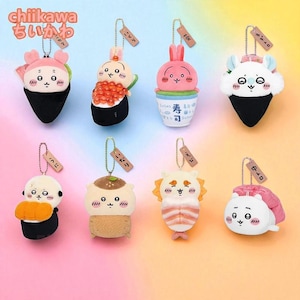 Chiikawa Sushi Series Plush Keychain – Cute Character Bag Pendant Doll Gift, Usagi Plush Keychain, Hachiware Plushie