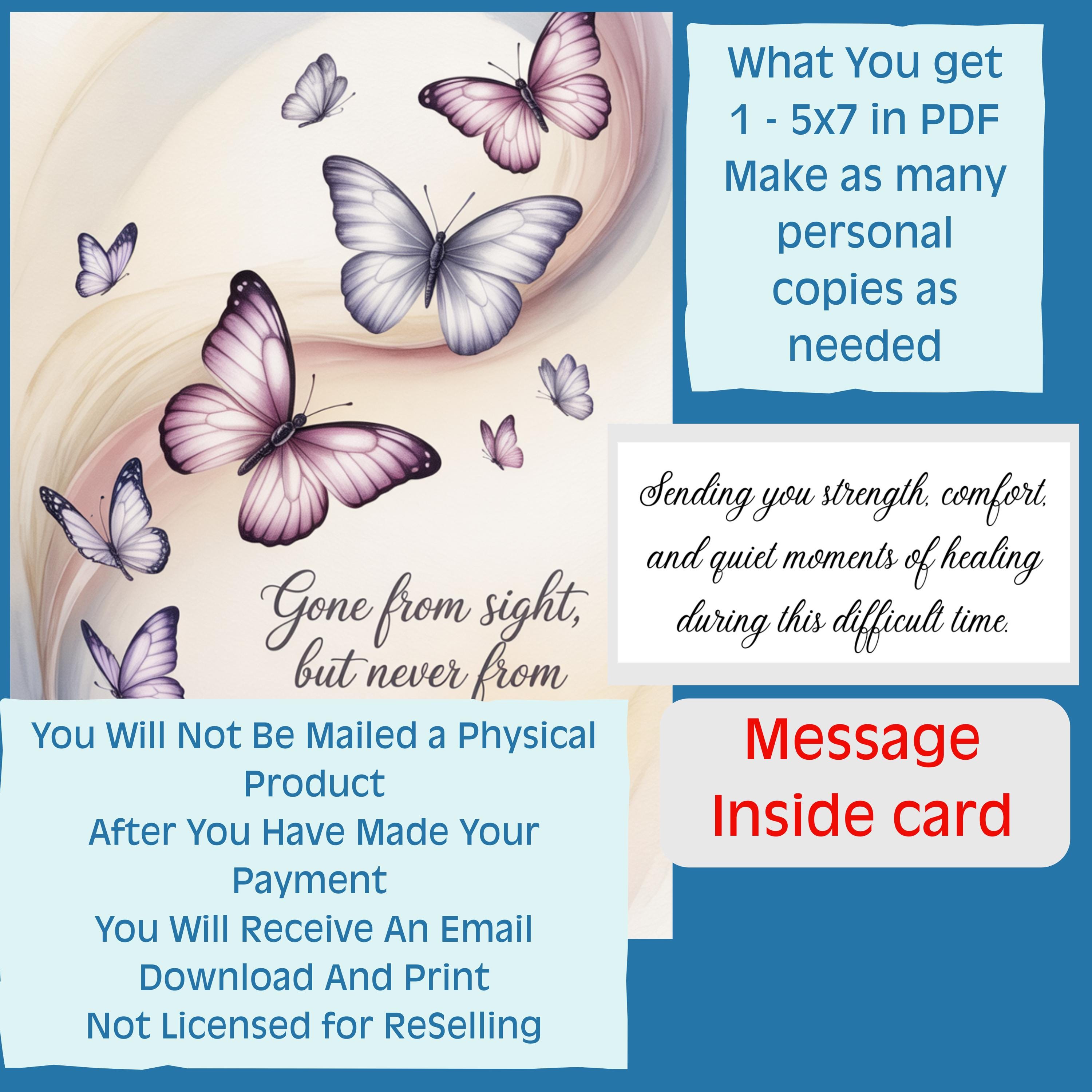 Loading Message Butterfly Watercolor Butterfly Sympathy Card | Elegant Memorial (digital Download ...