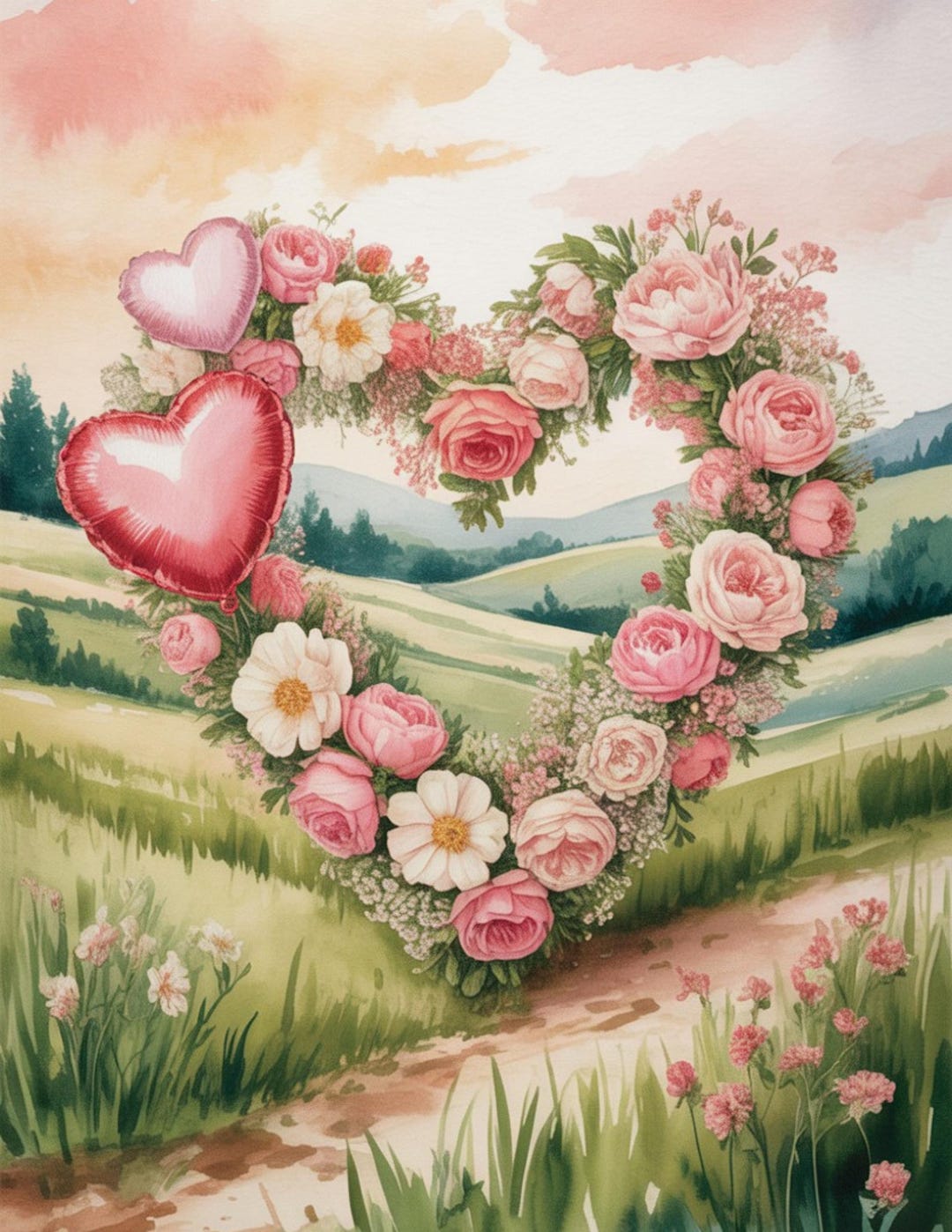 Floral Watercolor Wreath Card | Thinking of You, Sympathy (digital ...