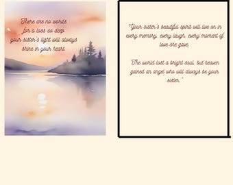 Heartfelt Sunset Sympathy Card | Loss of Sister (Printable)