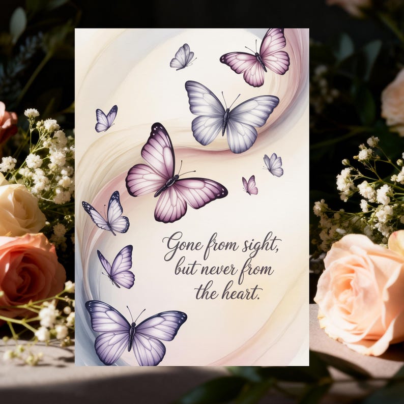 Watercolor Butterfly Sympathy Card | Elegant Memorial (digital Download ...