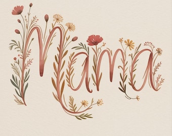 Cartão para o Dia das Mães para imprimir, Cartão minimalista floral para a mãe, Saudação botânica boho, Download digital