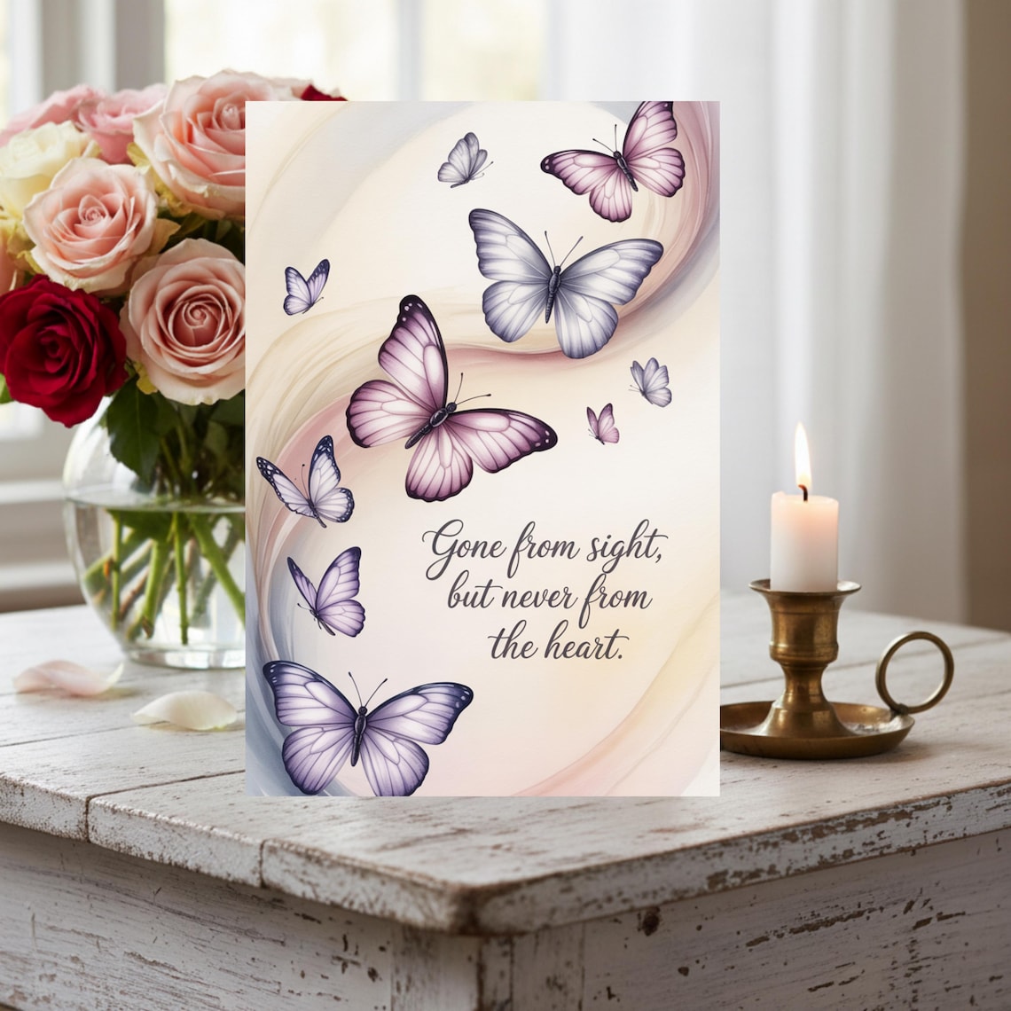Watercolor Butterfly Sympathy Card | Elegant Memorial (digital Download ...